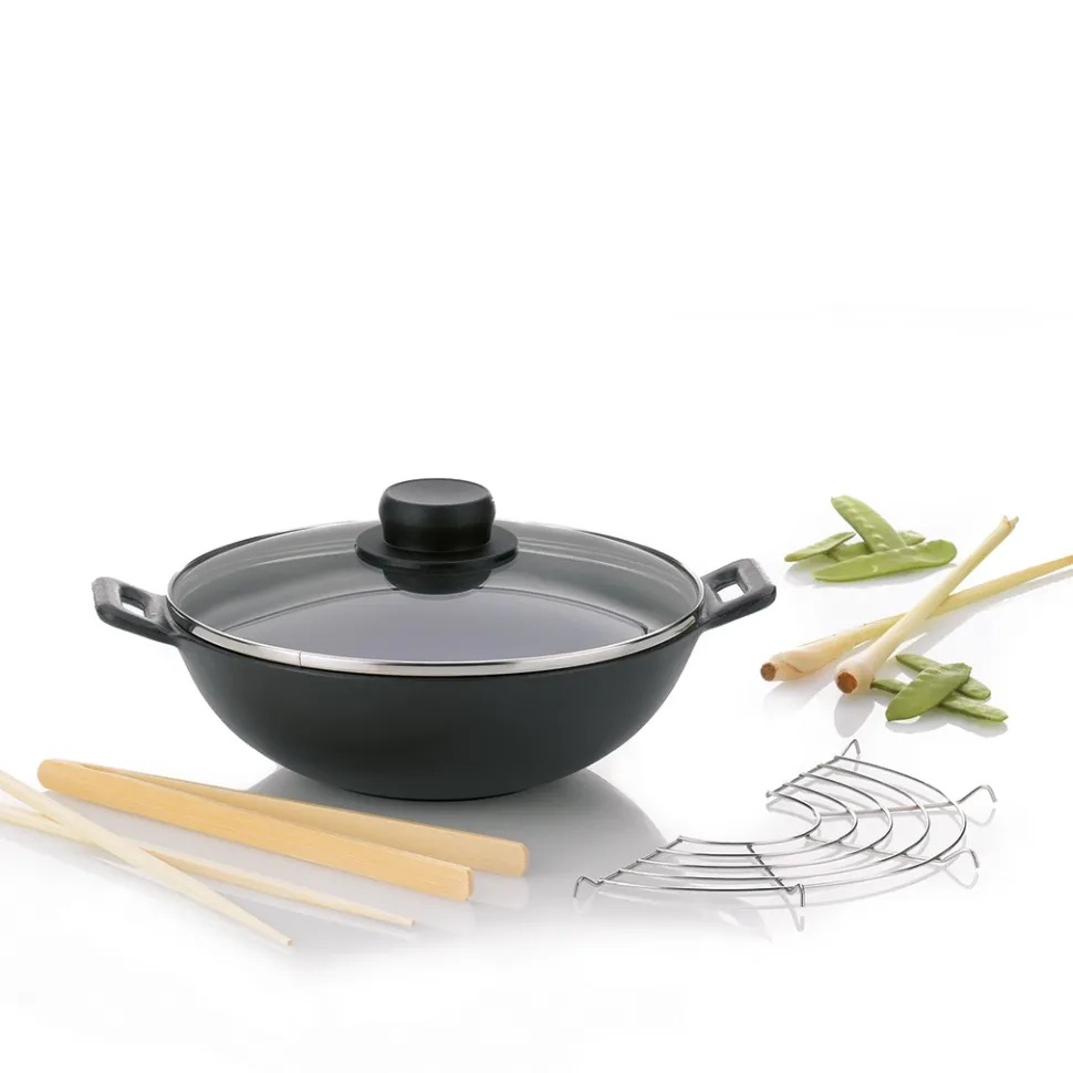 Mini Wok Set Kela Asia Zwart 24 cm (Set van 5)
