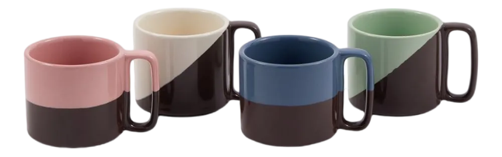 POLSPOTTEN Mok Stacking Dark Grey (Set van 4) Hot