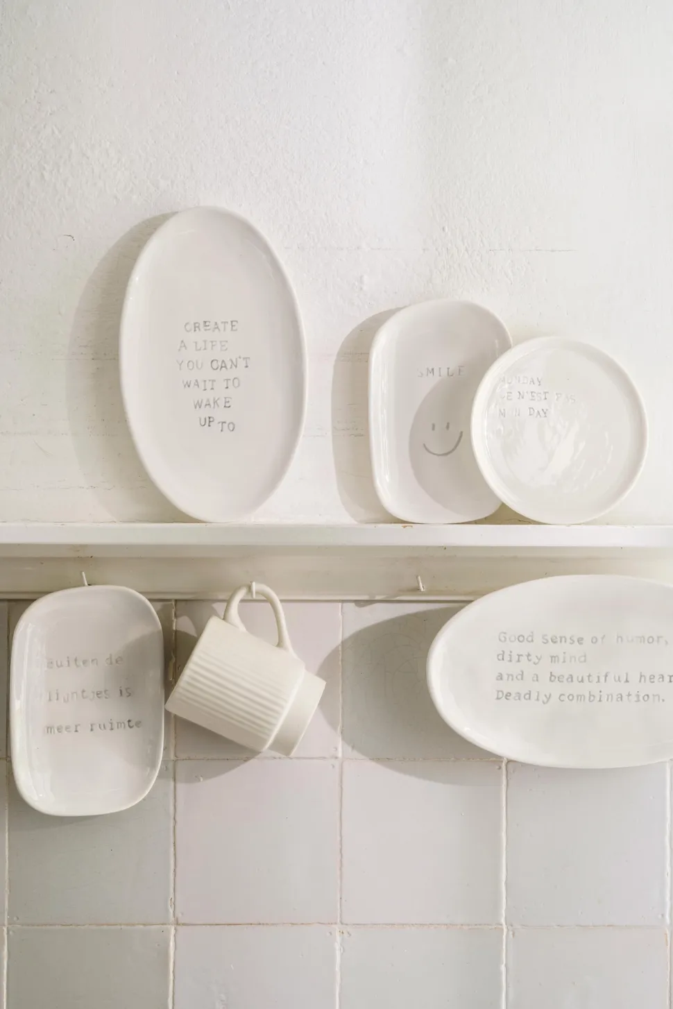 Mok vtwonen Mugs With Ear Ceramic Offwhite (Set van 4)