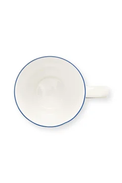 VT Wonen Mok vtwonen Mug With Ear White-Blue Line 275ml (Set van 6) Sale