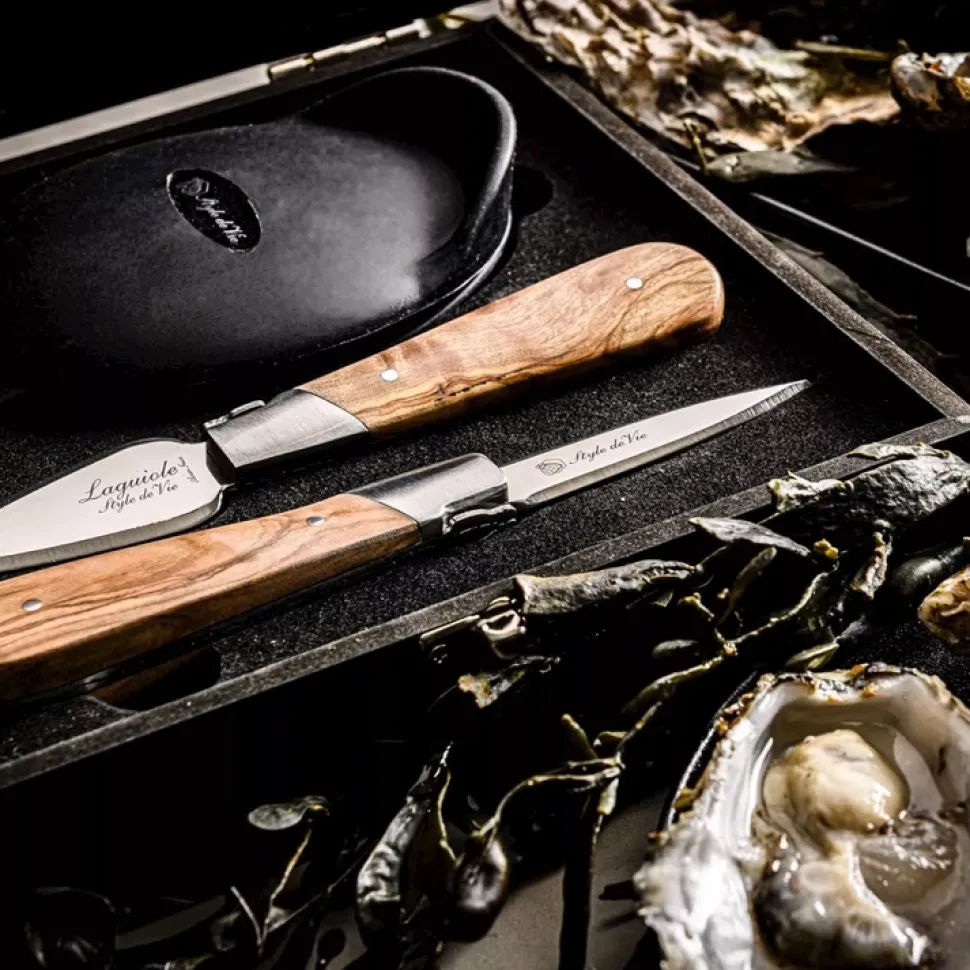 Oestermes Laguiole Style de Vie Luxury Line Olijfhout (3-Delig)
