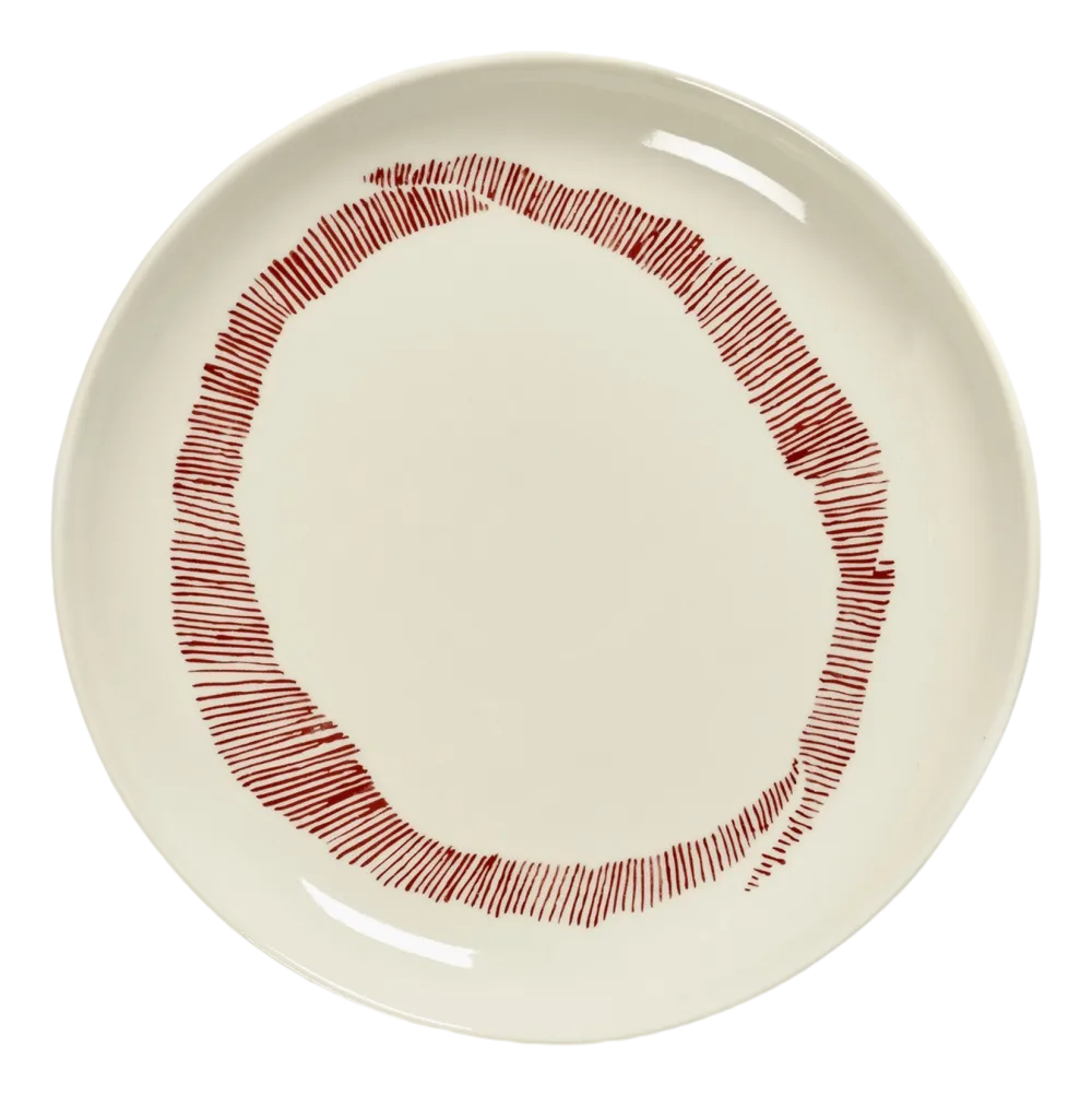 Serax Ontbijtbord Feast Tableware By Ottolenghi White Stripes Red S 19 cm