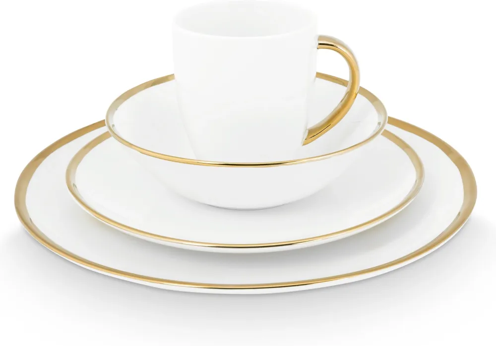 VT Wonen Ontbijtbord vtwonen White Gold 20 cm (Set van 2) Outlet