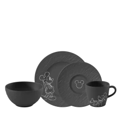 Ontbijtset Villeroy & Boch Manufacture Rock Mickey Mouse Zwart (4-delig)