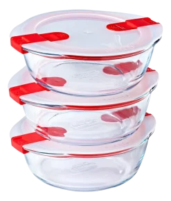 Ovenschaal Pyrex Cook & Heat Rond met Deksel 1,1 L (Set van 3)