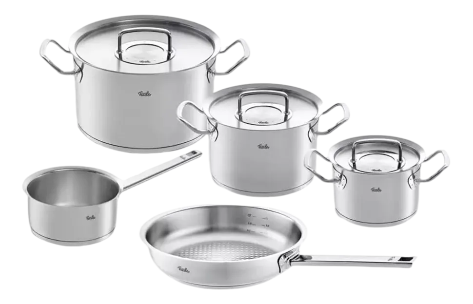 Pannenset Fissler Original Profi Collection Met Koekenpan en RVS Deksels (5-Delig)