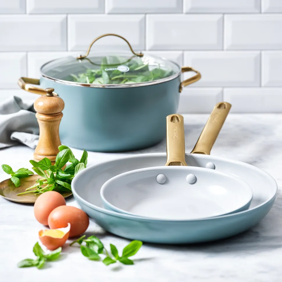 Pannenset GreenPan Padova Smokey Blue Met Keramische Antikleeflaag 26 / 30 cm (2-Delig)