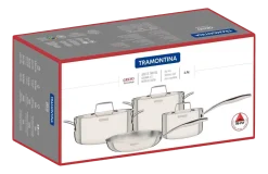 Pannenset Tramontina Grano 3-Laags Zilver (4-Delig)