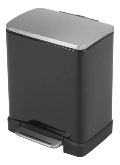 EKO Pedaalemmer E-Cube Recycling Zwart Mat RVS 10+9L