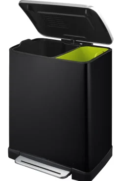 EKO Pedaalemmer E-Cube Recycling Zwart Mat RVS 10+9L