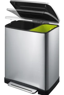 EKO Pedaalemmer E-Cube Recycling Mat Zilver Inox 28+18L Best