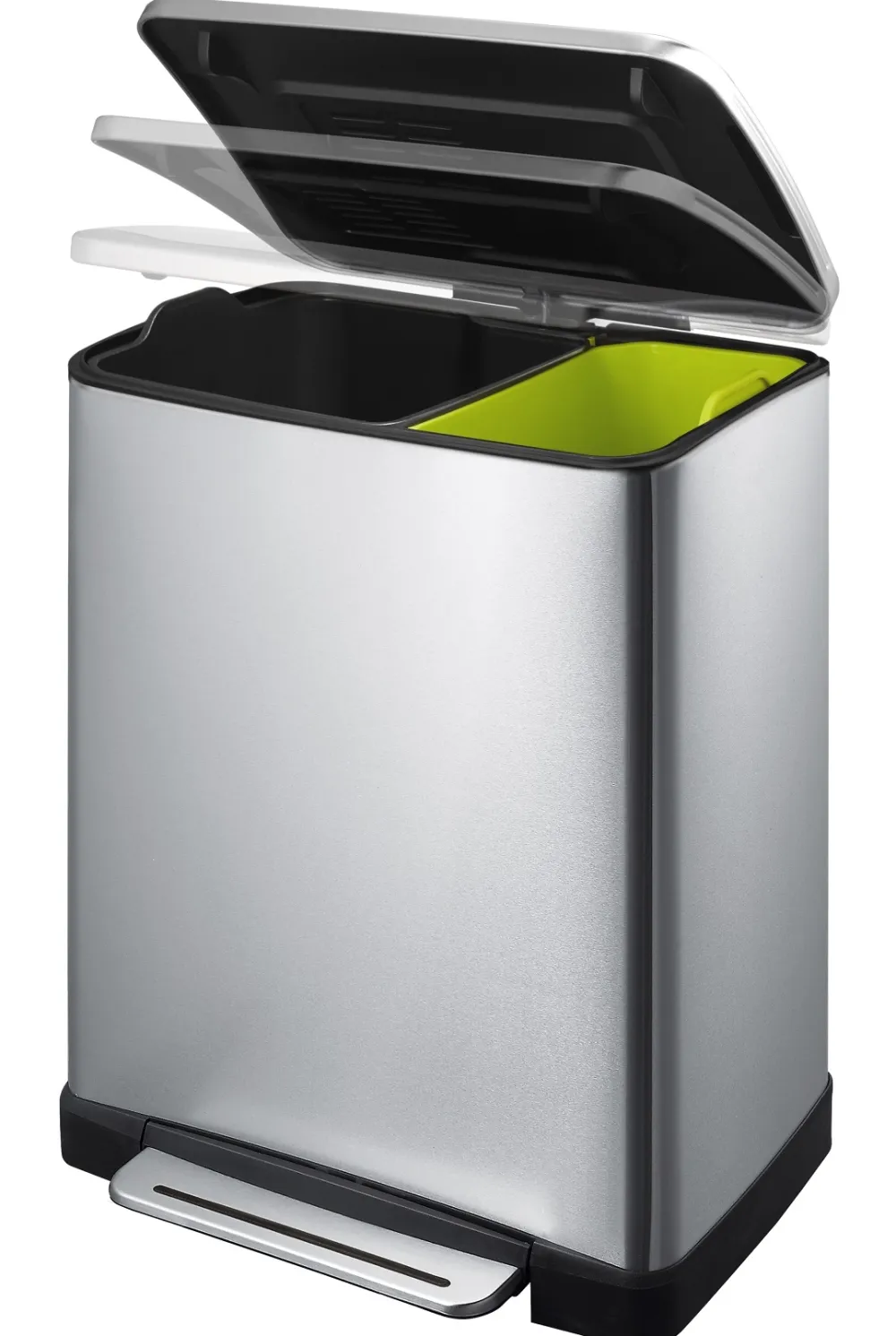 EKO Pedaalemmer E-Cube Recycling Mat Zilver Inox 28+18L Best