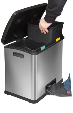 Pedaalemmer EKO Rejoice Recycle Bin 2x12L Mat Zilver Inox