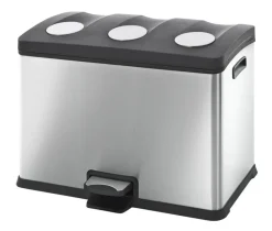 Pedaalemmer EKO Rejoice Recycle Bin 3x12L Mat Zilver Inox
