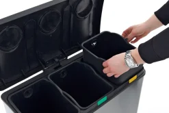 Pedaalemmer EKO Rejoice Recycle Bin 3x12L Mat Zilver Inox