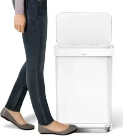 Pedaalemmer simplehuman Rectangular Liner Pocket RVS Wit 45L
