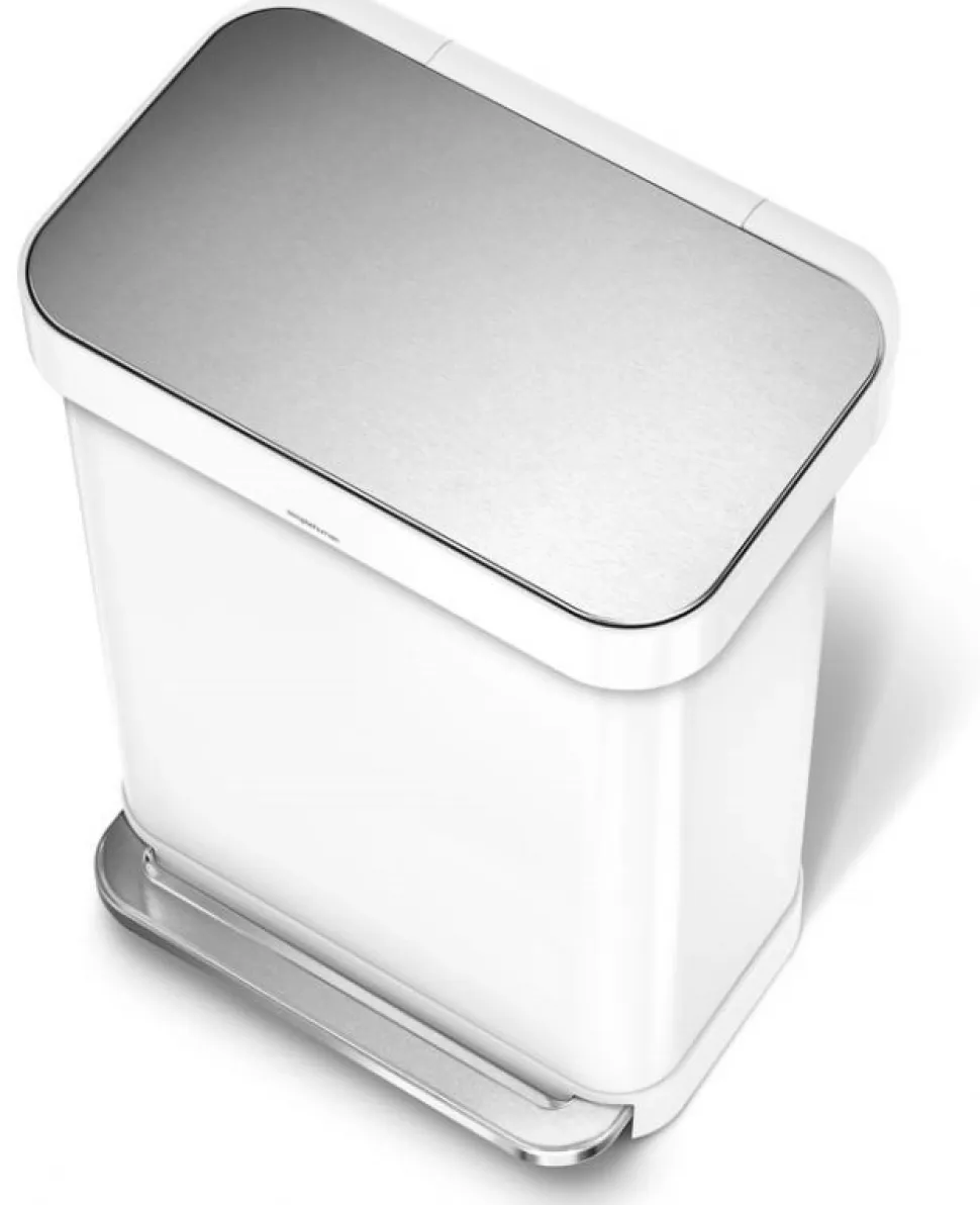 Pedaalemmer simplehuman Rectangular Liner Pocket RVS Wit 45L