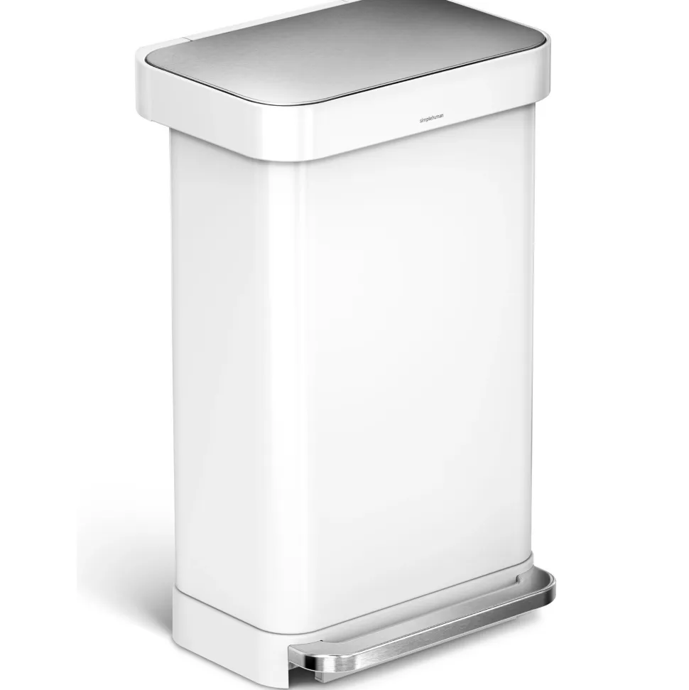 Pedaalemmer simplehuman Rectangular Liner Pocket RVS Wit 45L