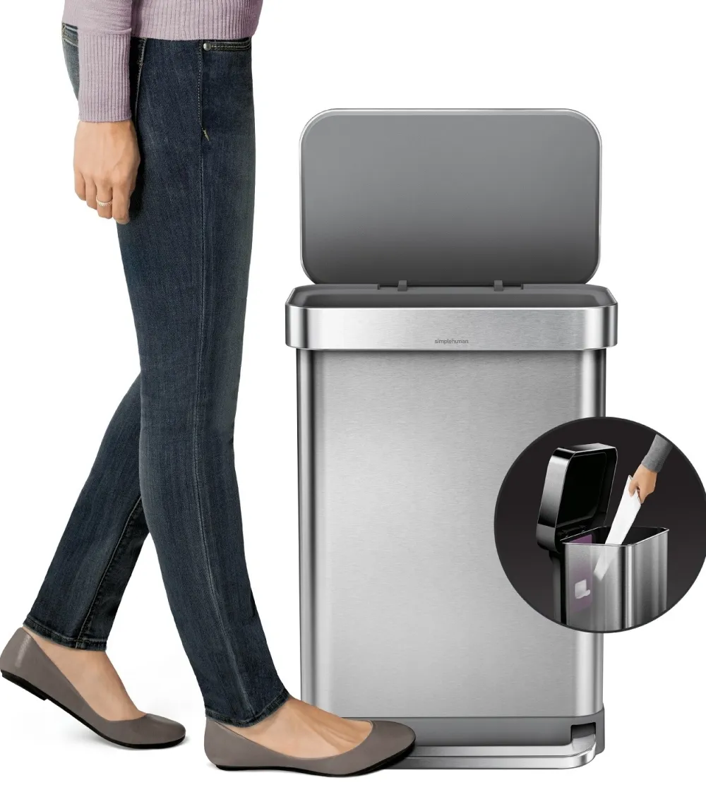 simplehuman Pedaalemmer Rectangular Liner Pocket RVS Zilver 45L Clearance