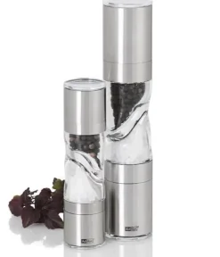 Peper- en Zoutmolen Adhoc Duomill Pure Mini 2 in 1 Zilver