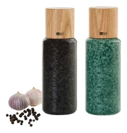 Peper- en Zoutmolen AdHoc Yara Black & Green 18 cm (2-Delig)
