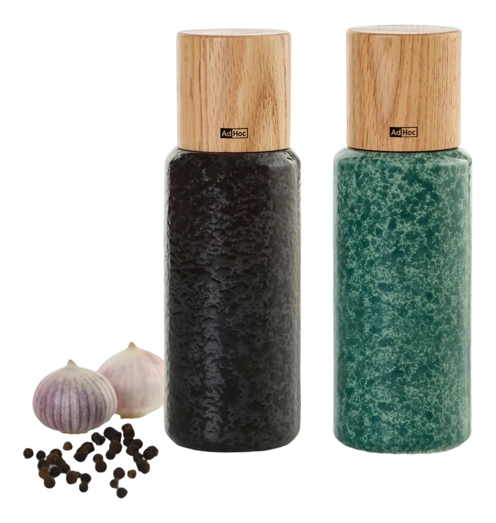 Peper- en Zoutmolen AdHoc Yara Black & Green 18 cm (2-Delig)