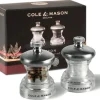 Peper- en zoutmolen Cole & Mason Button Clear Inox Mini
