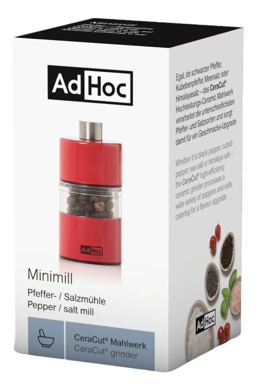 Peper- / Zoutmolen AdHoc Minimill Red 6,2 cm