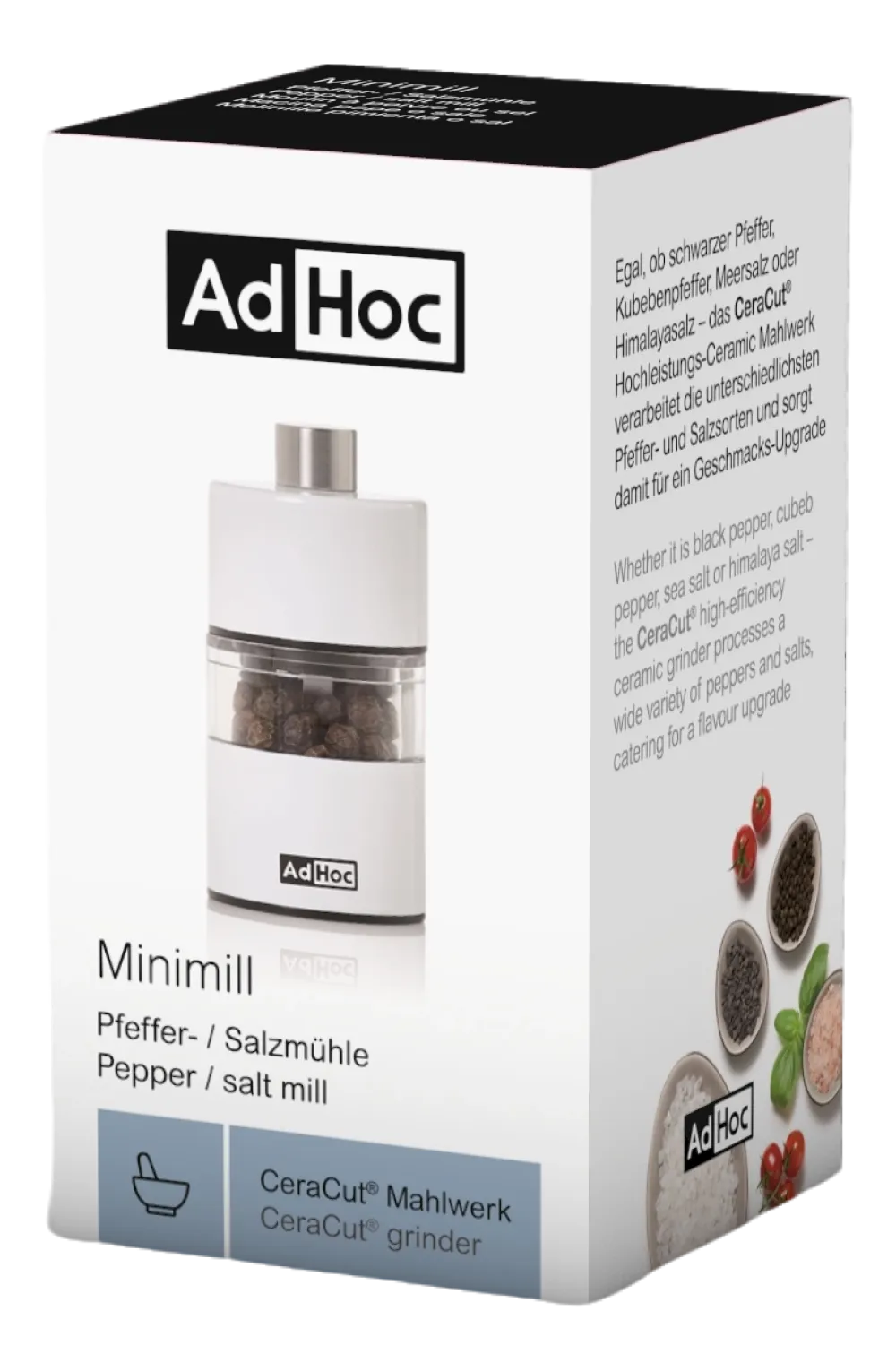 AdHoc Peper- / Zoutmolen Minimill White 6,2 cm Discount