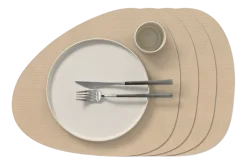 Placemat Lind DNA Glass Mat Curve L Corduroy Nupo Sand (Set van 4)