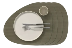 Placemat Lind DNA Glass Mat Curve L Corduroy Nupo Army Green (Set van 4)