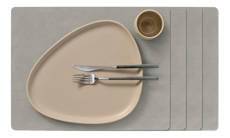 Placemat Lind DNA Square L Corduroy Nupo Light Grey (Set van 4)
