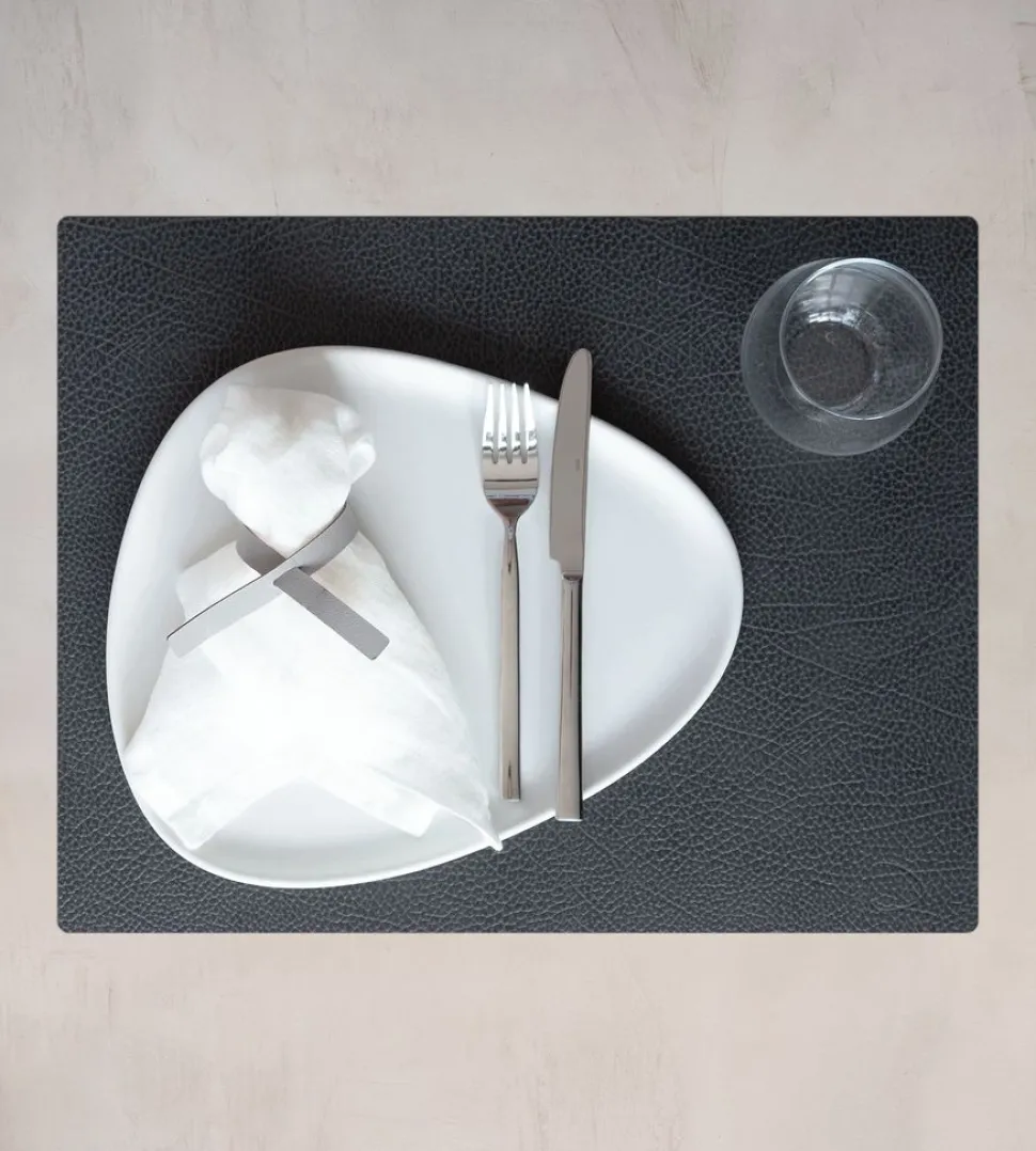 Placemat Lind DNA Square L Hippo Black Anthracite (Set van 4)