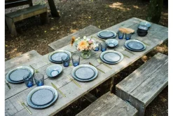 Plat Bord Cosy & Trendy Laguna Blue-Grey 27 x 23 cm (Set van 4)