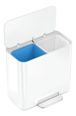 Prullenbak Simplehuman Mini Recycler Wit Staal 7,5+7,5L