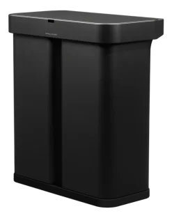 Prullenbak Simplehuman Rechthoekig Met Sensor Recycle Matzwart Staal 34+24L