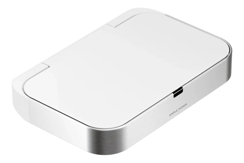 simplehuman Prullenbak Rechthoekig Met Sensor Wit Staal 58L Sale