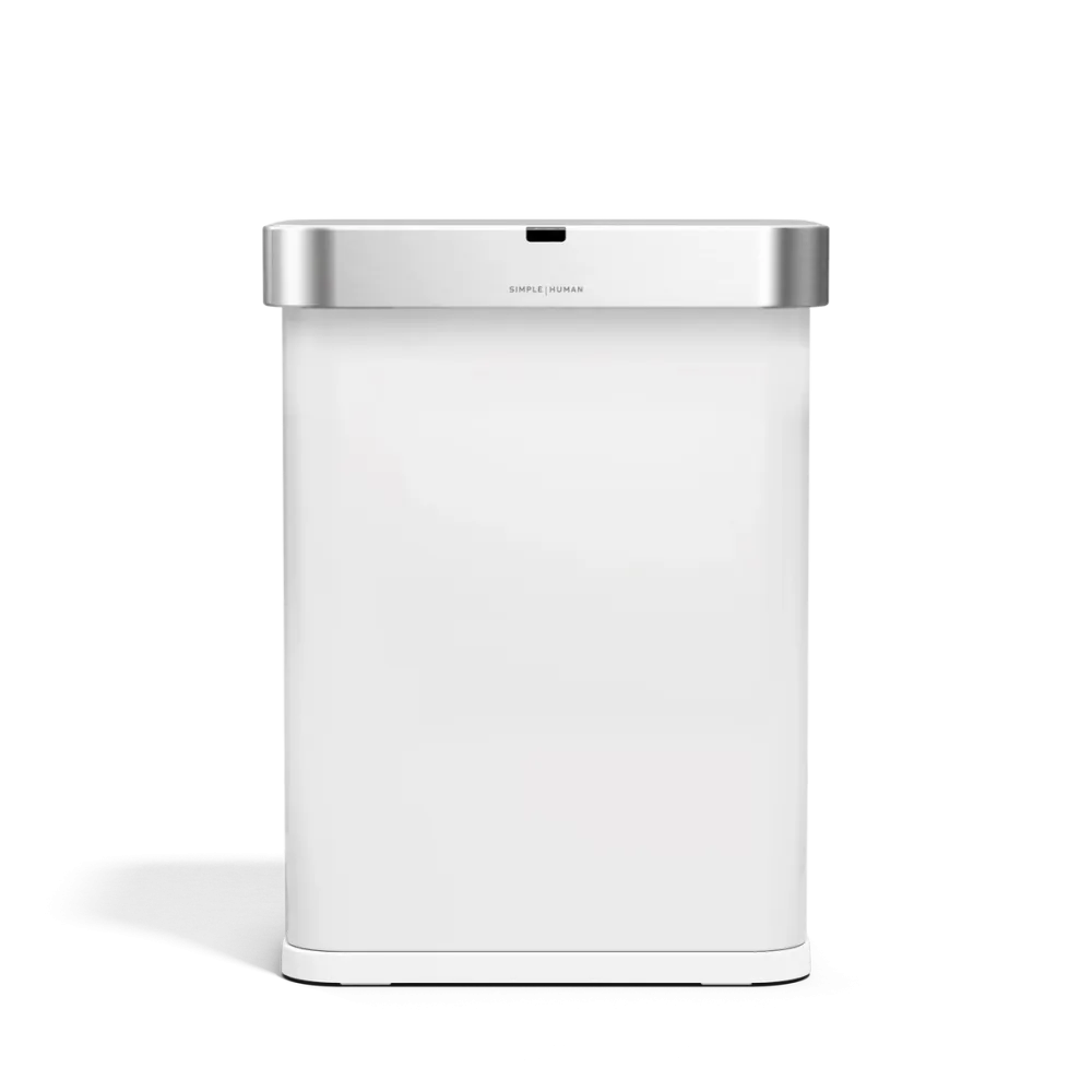 simplehuman Prullenbak Rechthoekig Met Sensor Wit Staal 58L Sale
