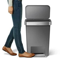 simplehuman Prullenbak Rectangular Liner Pocket Grijs 45L 2017