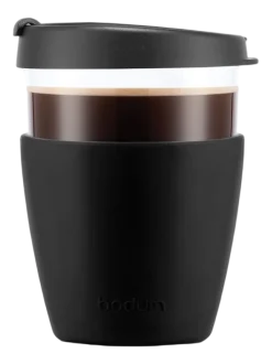 Reisbeker Bodum Joycup Glas Met Siliconen Hoes Zwart 400 ml