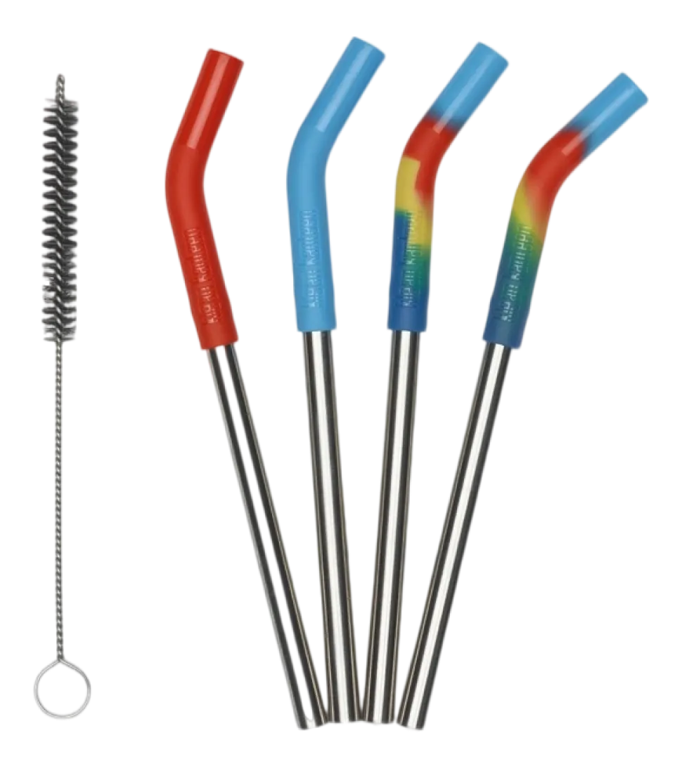 Rietje Klean Kanteen Rietjes RVS 4-Pack Short Multi Color/Steel