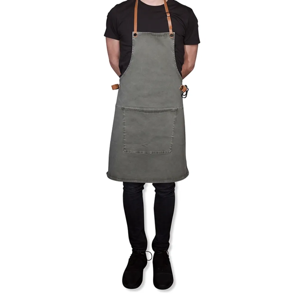 Dutchdeluxes Schort Amazing Apron BBQ Style Canvas Grey Green Discount