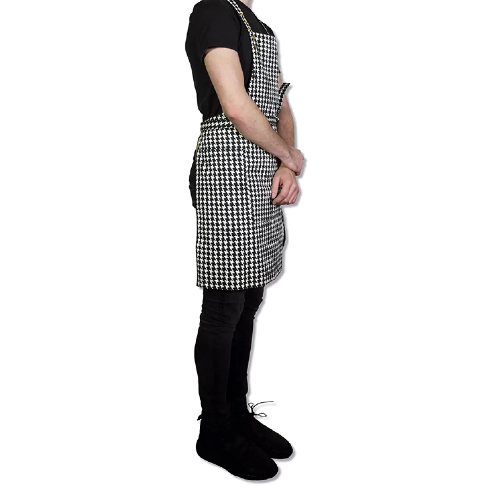 Dutchdeluxes Schort Reversible Serie Apron Black Pied De Poule New