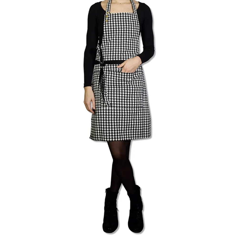 Dutchdeluxes Schort Reversible Serie Apron Black Pied De Poule New