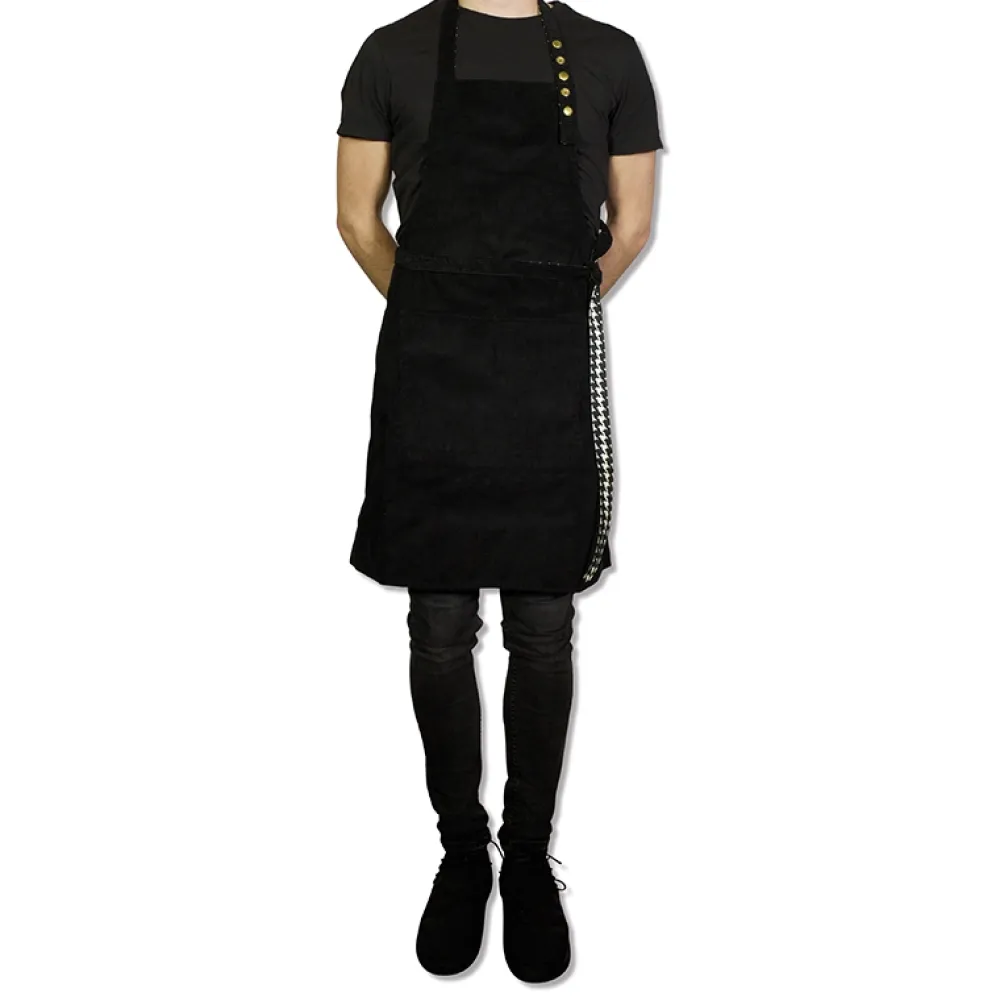 Dutchdeluxes Schort Reversible Serie Apron Black Pied De Poule New