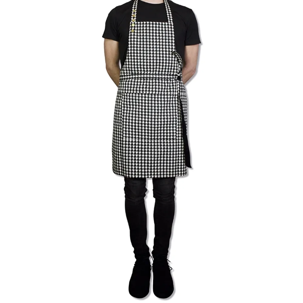 Dutchdeluxes Schort Reversible Serie Apron Black Pied De Poule New