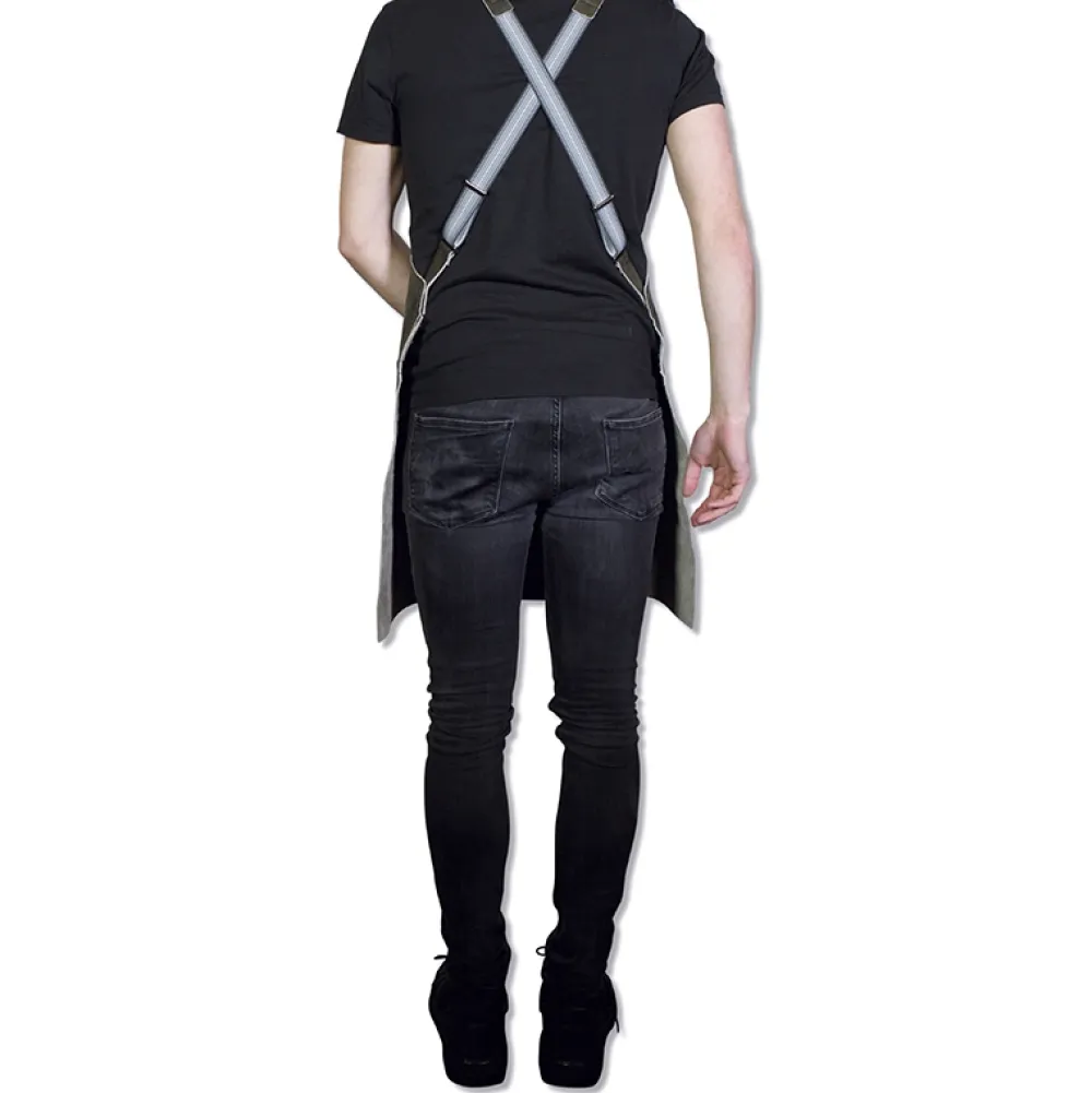 Dutchdeluxes Schort Suspender Serie Apron Vintage Grey Best