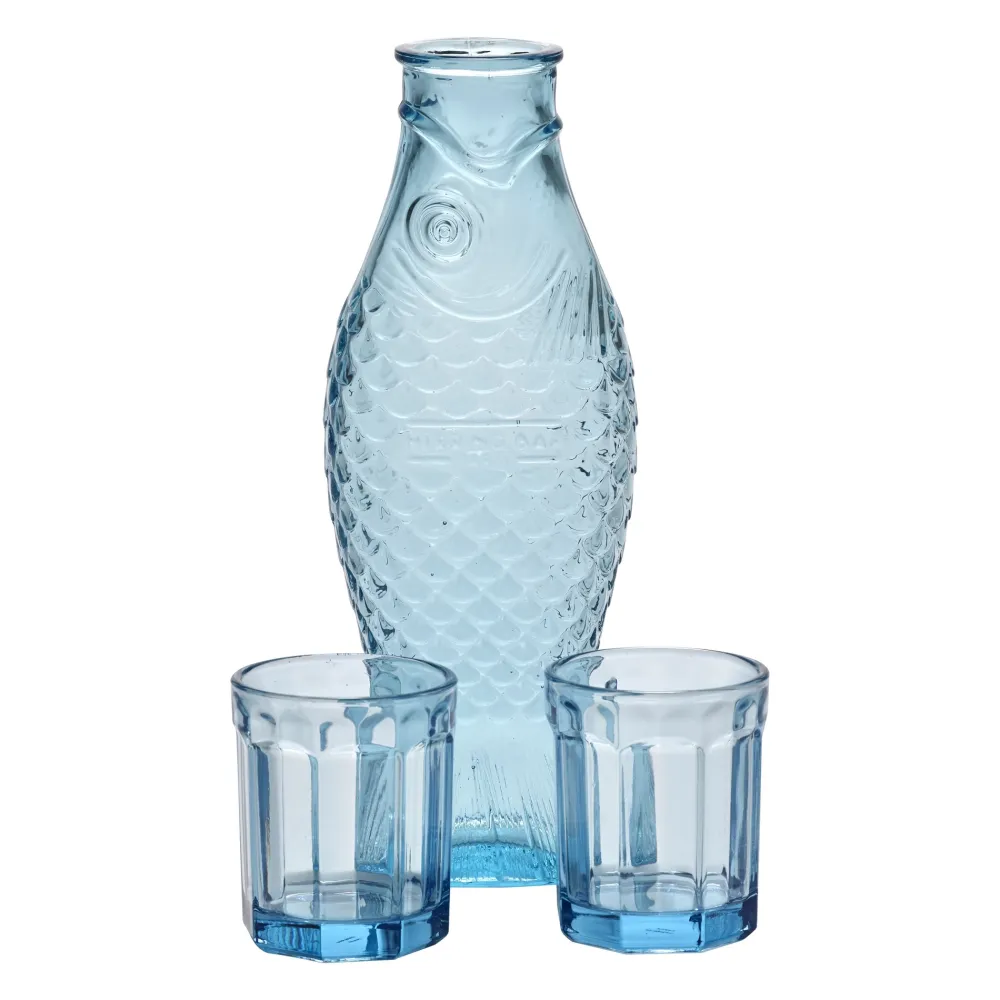 Serax - Paola Navone - Fish & Fish Karaf incl. 2 Glazen - Blauw Clearance