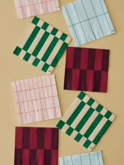 HAY Servet Pattern Napkins Cocktail Light Blue And Blue Grid (Set van 20) New