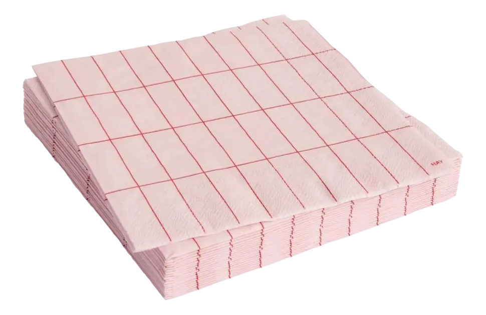 Servet HAY Pattern Napkins Dinner Light Pink And Red Grid (Set van 20)